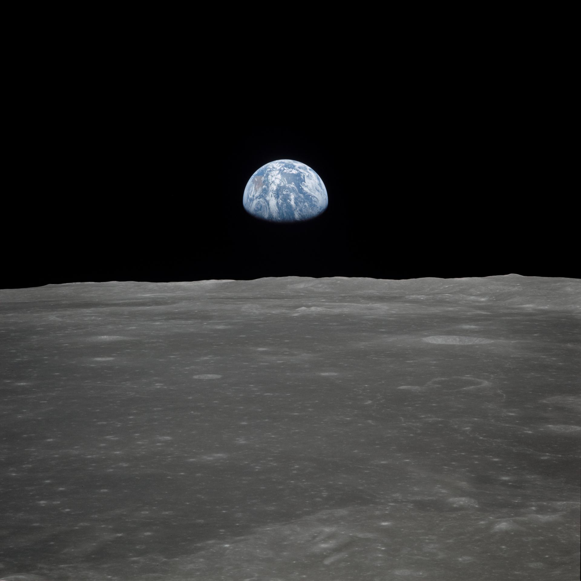 Earth seen from the Apollo 11 lunar module, descending to the Moon. Credit: CSIRO